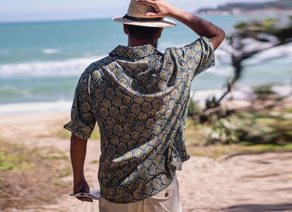초 특가 세일 그린 미듐만 당일발송 세일중 하와이 하와이안 셔츠 반팔 패턴 레트로 패턴 바캉스 루즈핏 여름  태피스트리 레트로 셔츠 